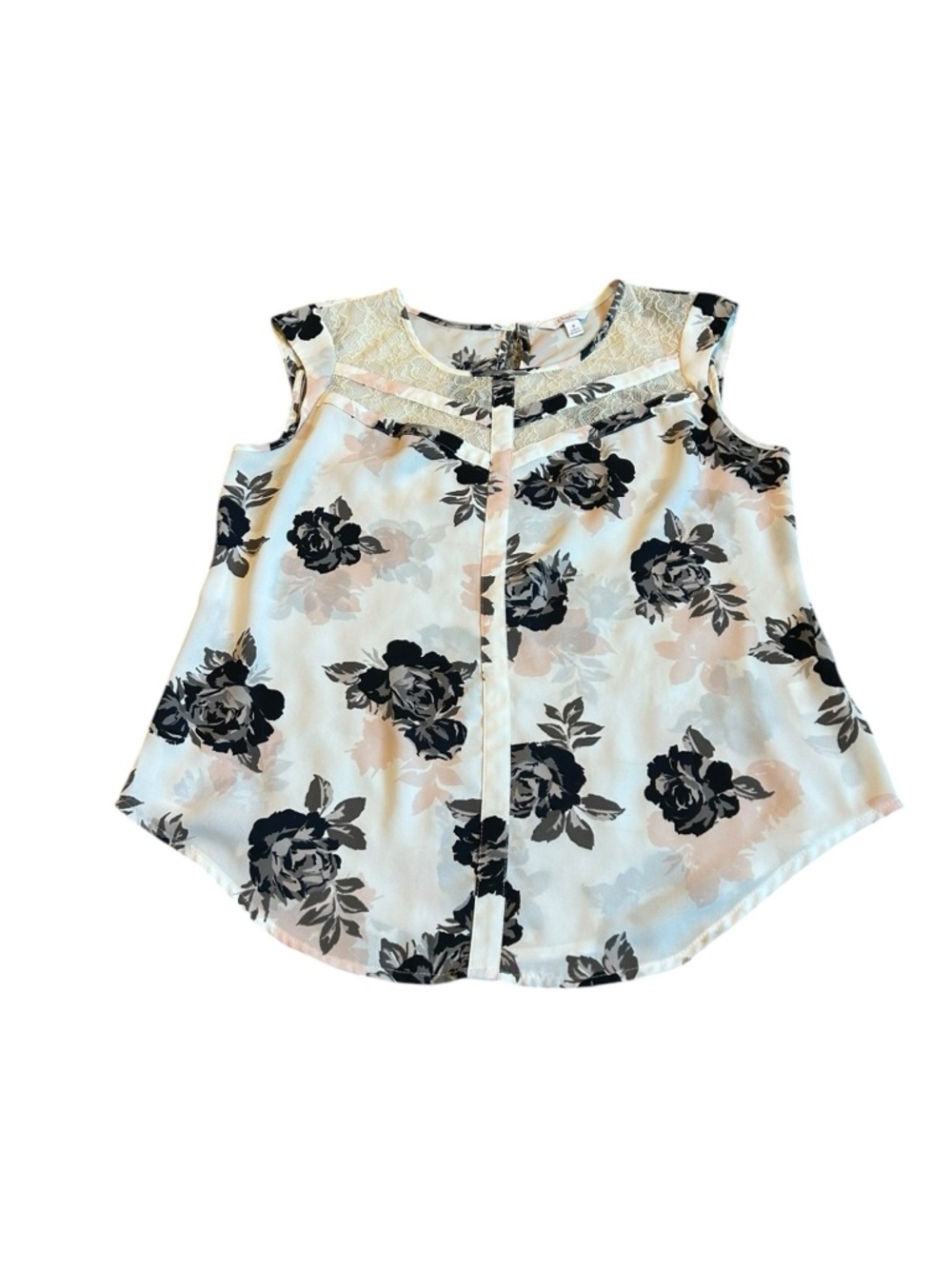 Candie's Floral Lace Yoke Blouse